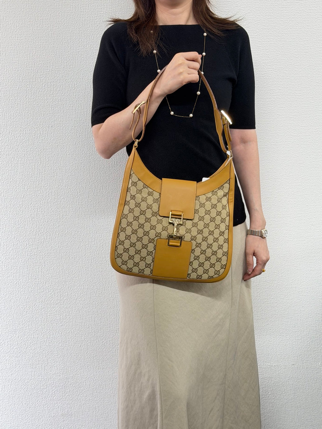 GUCCI GG Canvas Jackie Hobo Shoulder Bag