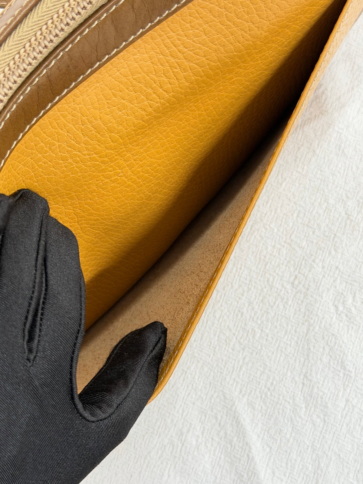 LOEWE Anagram Embossed Two-Tone Leather Shoulder Bag