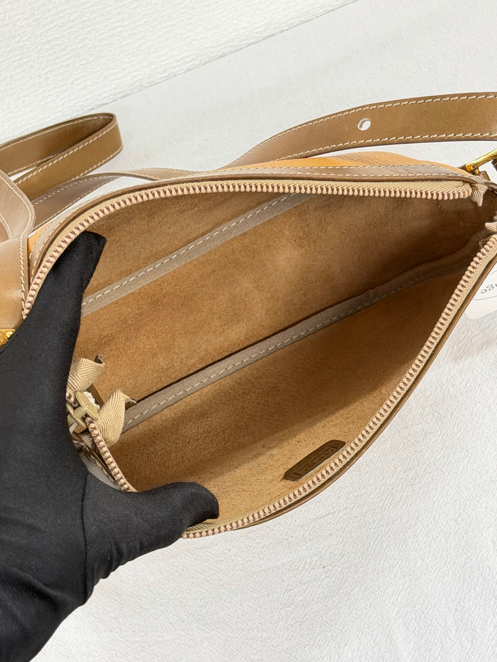 LOEWE Anagram Embossed Two-Tone Leather Shoulder Bag
