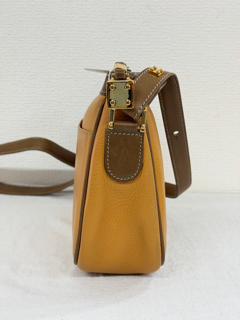 LOEWE Anagram Embossed Two-Tone Leather Shoulder Bag