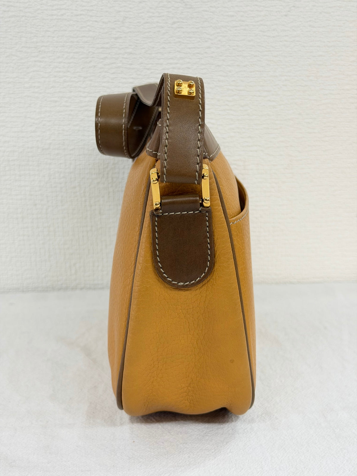 LOEWE Anagram Embossed Two-Tone Leather Shoulder Bag