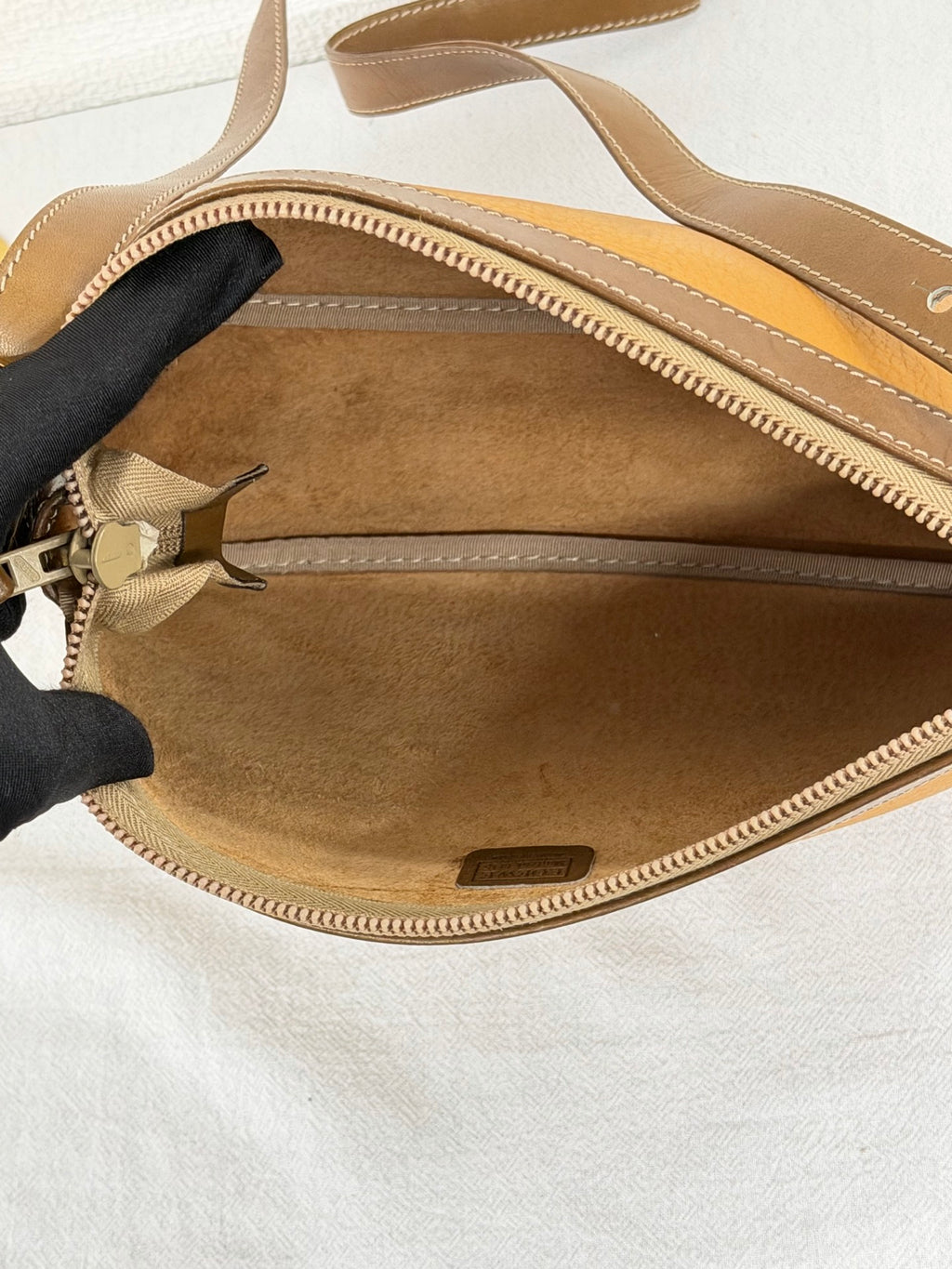 LOEWE Anagram Embossed Two-Tone Leather Shoulder Bag