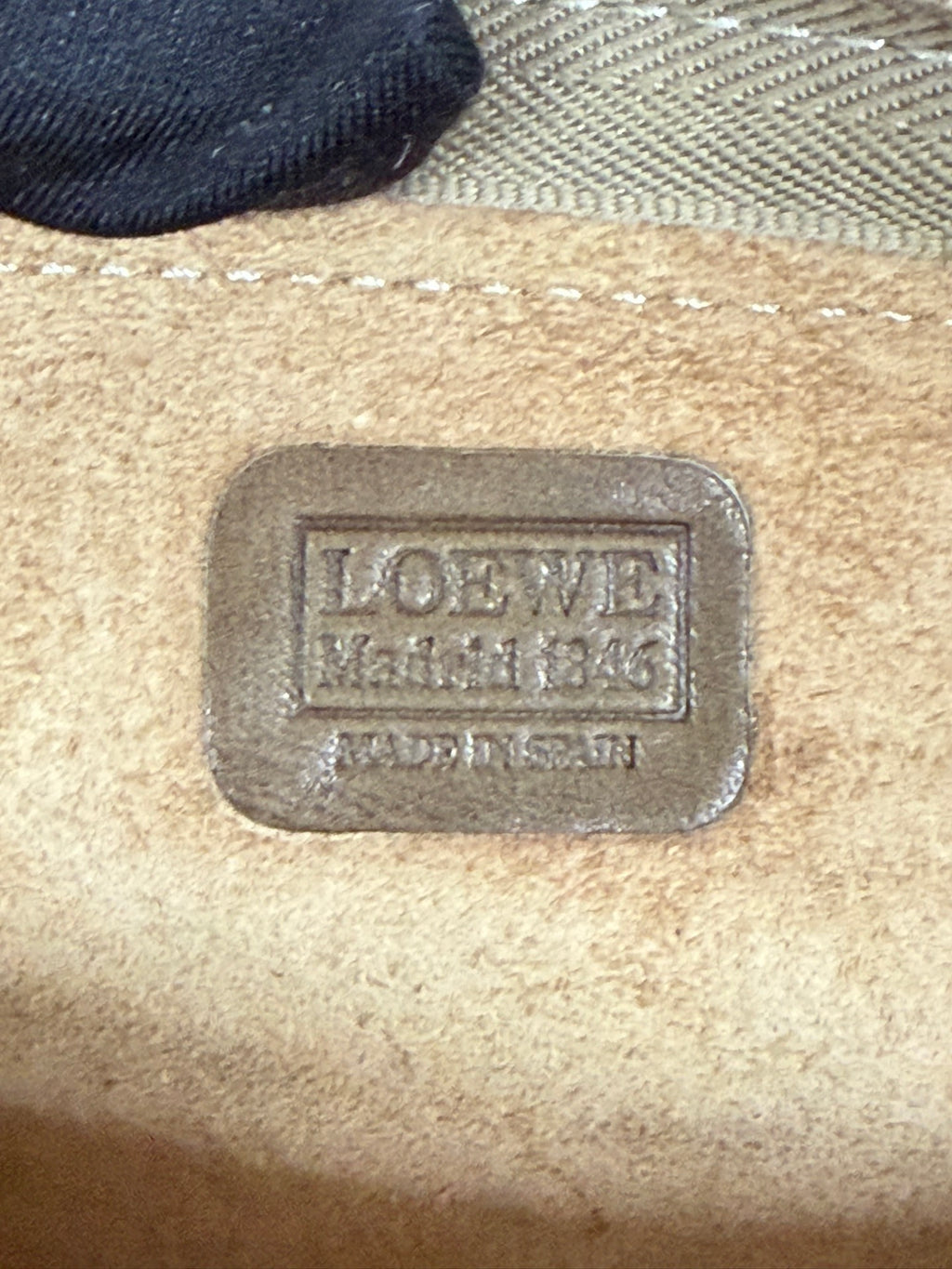 LOEWE Anagram Embossed Two-Tone Leather Shoulder Bag