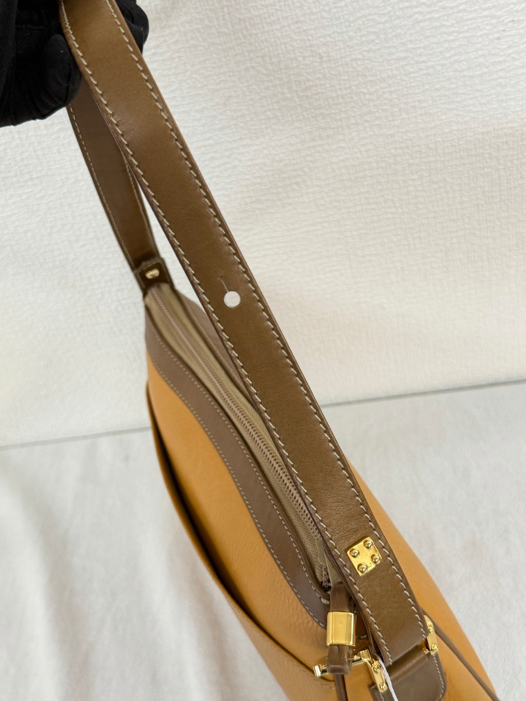 LOEWE Anagram Embossed Two-Tone Leather Shoulder Bag