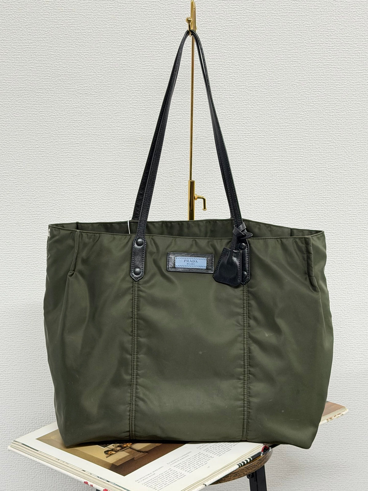 PRADA Tessuto Nylon and Saffiano Leather Tote Bag
