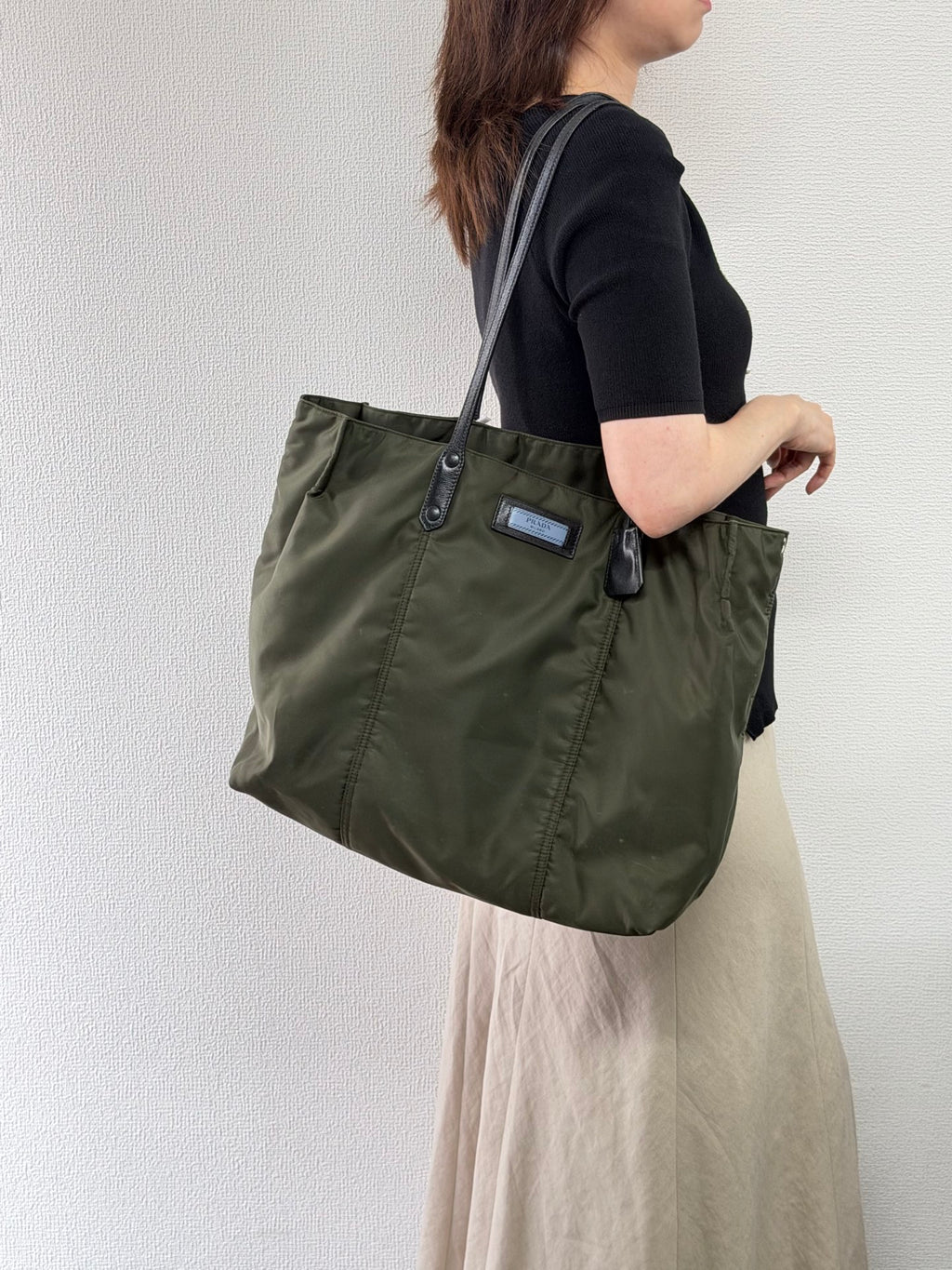PRADA Tessuto Nylon and Saffiano Leather Tote Bag