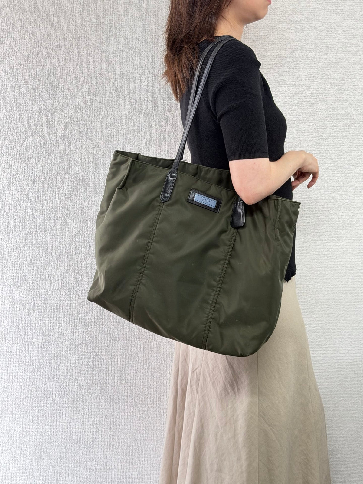 PRADA Tessuto Nylon and Saffiano Leather Tote Bag