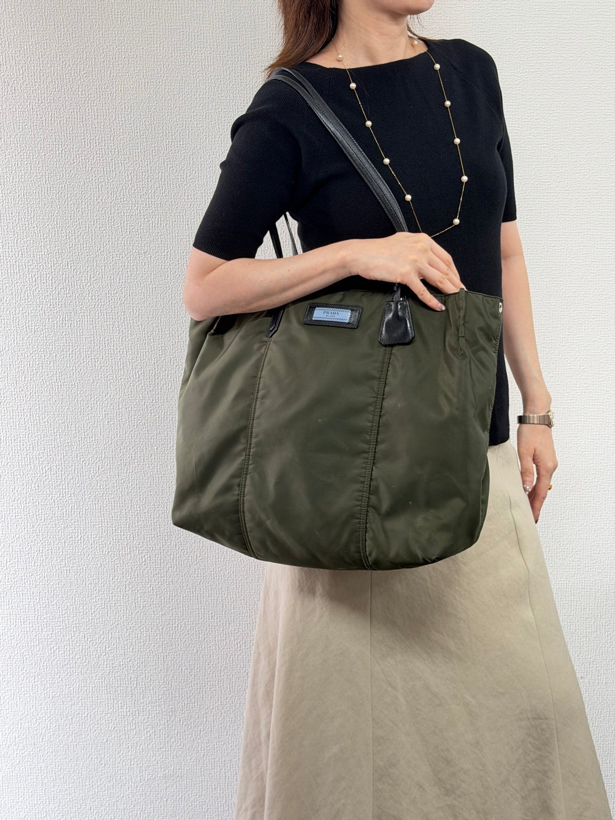 PRADA Tessuto Nylon and Saffiano Leather Tote Bag