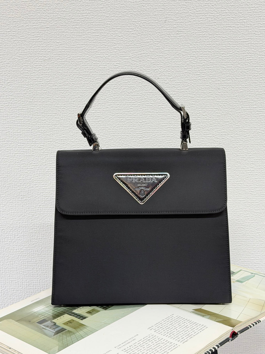 PRADA Tessuto Nylon Flap Top-Handle Handbag