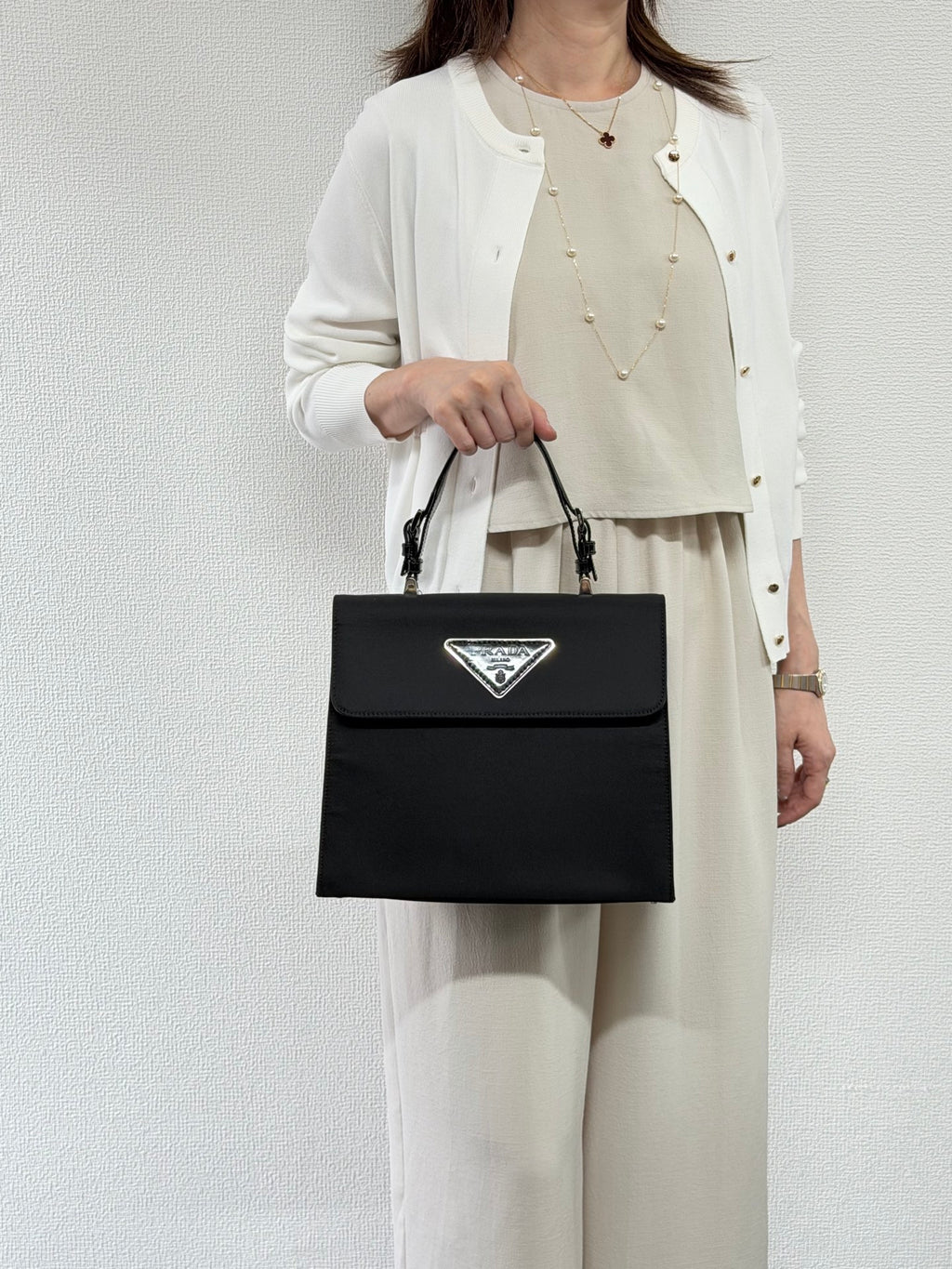 PRADA Tessuto Nylon Flap Top-Handle Handbag