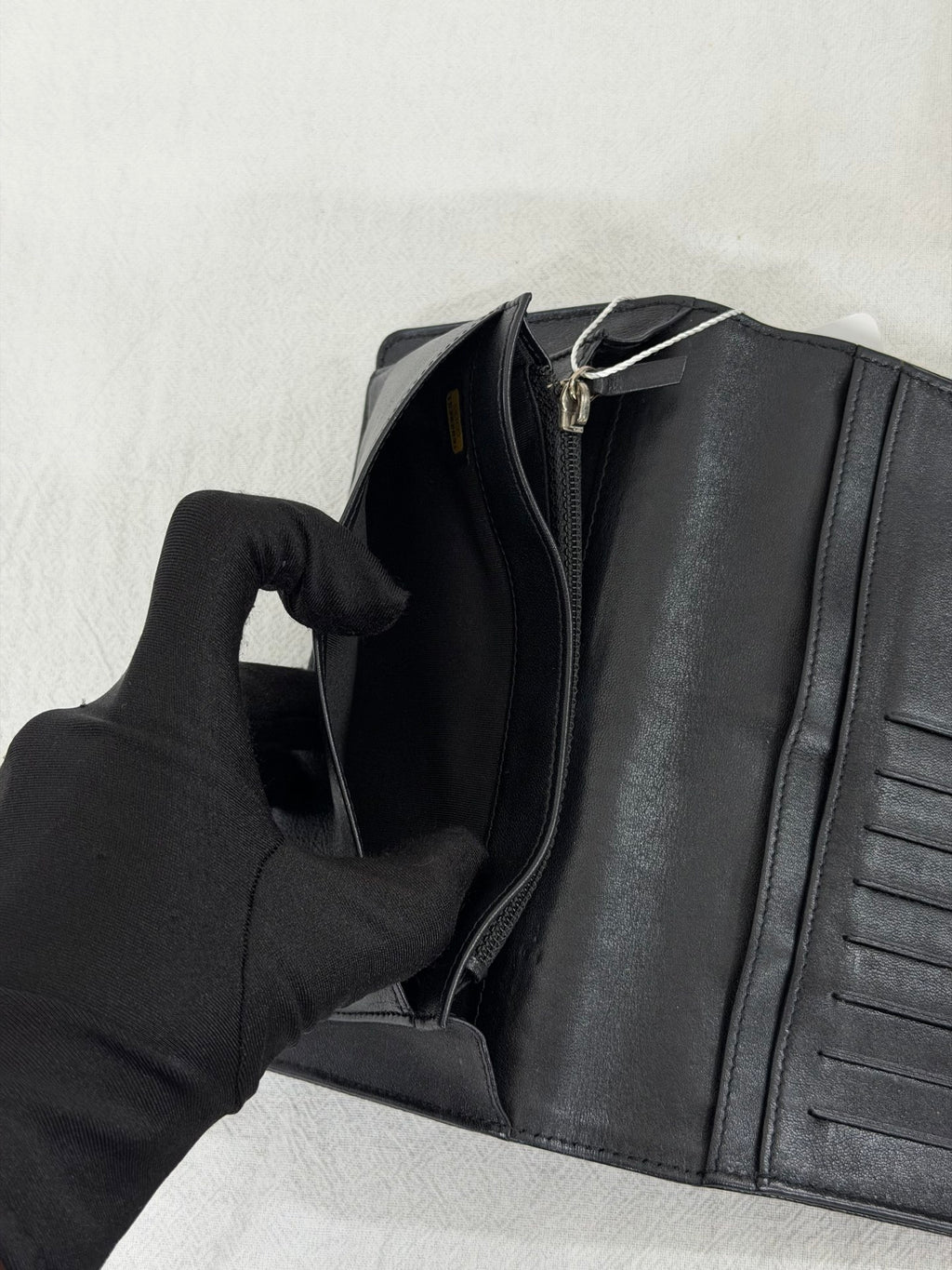 CHANEL Double C Embossed Cavier  Bifold Wallet