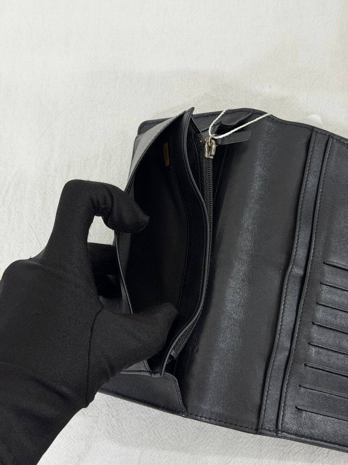 CHANEL Double C Embossed Cavier  Bifold Wallet