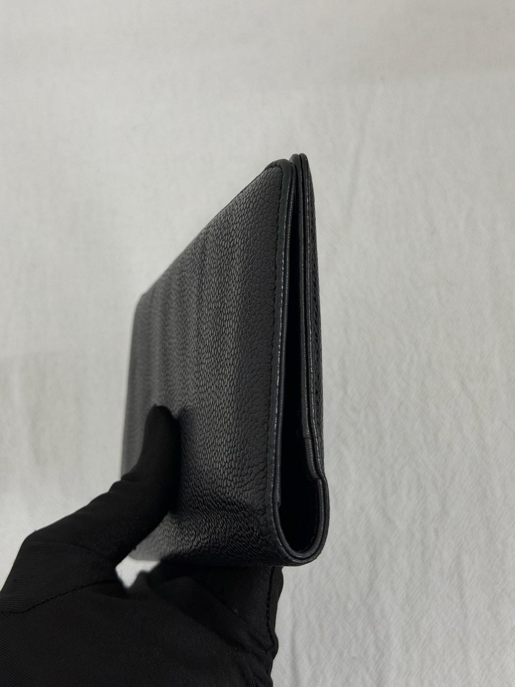 CHANEL Double C Embossed Cavier  Bifold Wallet