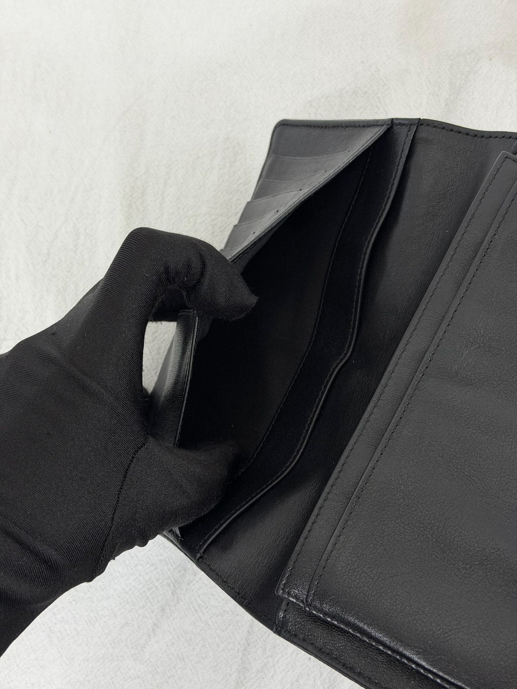 CHANEL Double C Embossed Cavier  Bifold Wallet