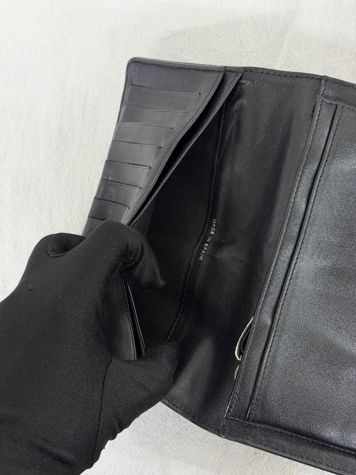 CHANEL Double C Embossed Cavier  Bifold Wallet