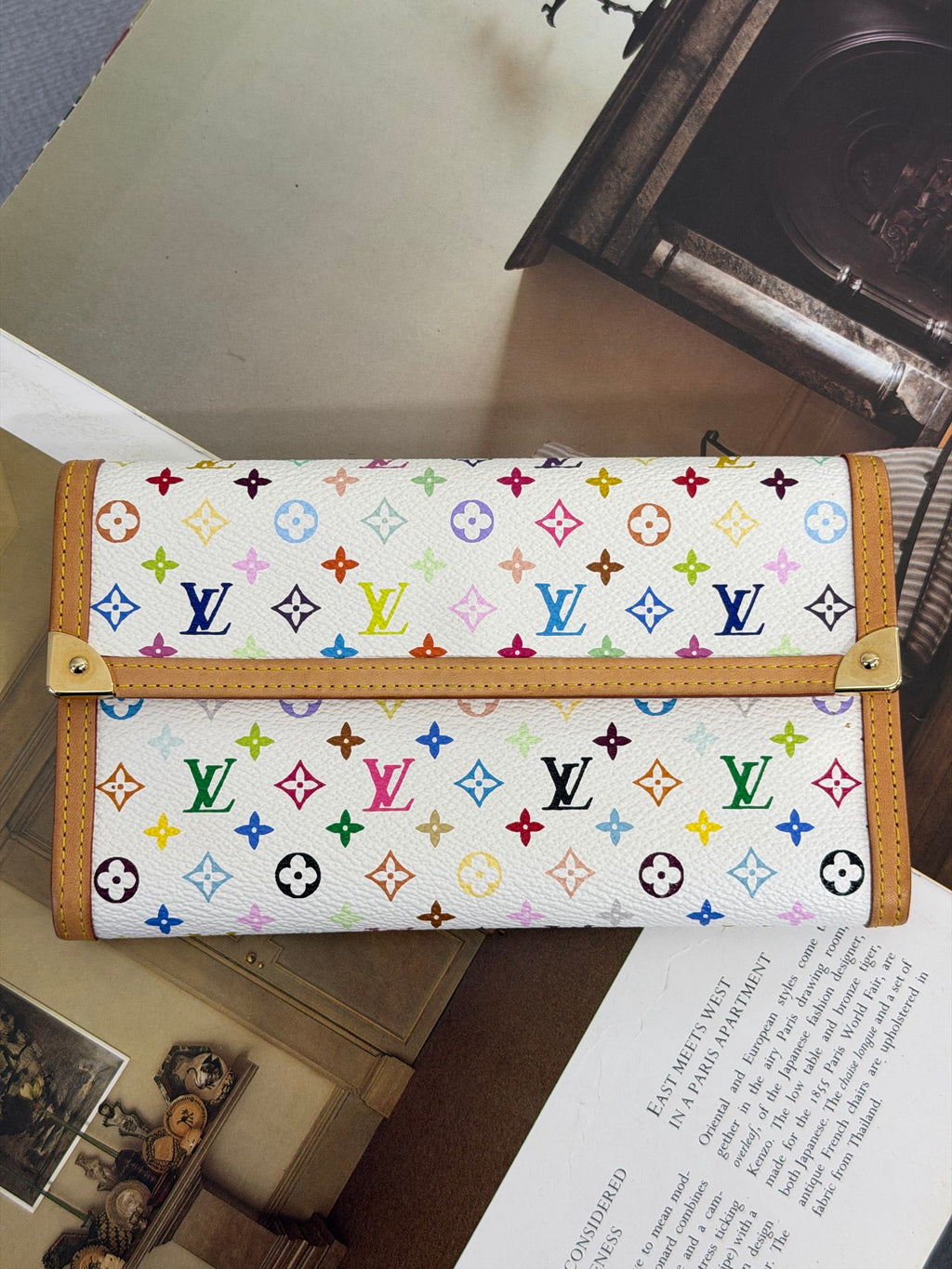LOUIS VUITTON  Monogram Multicolore Portefeuille Sarah Long Wallet White Blanc