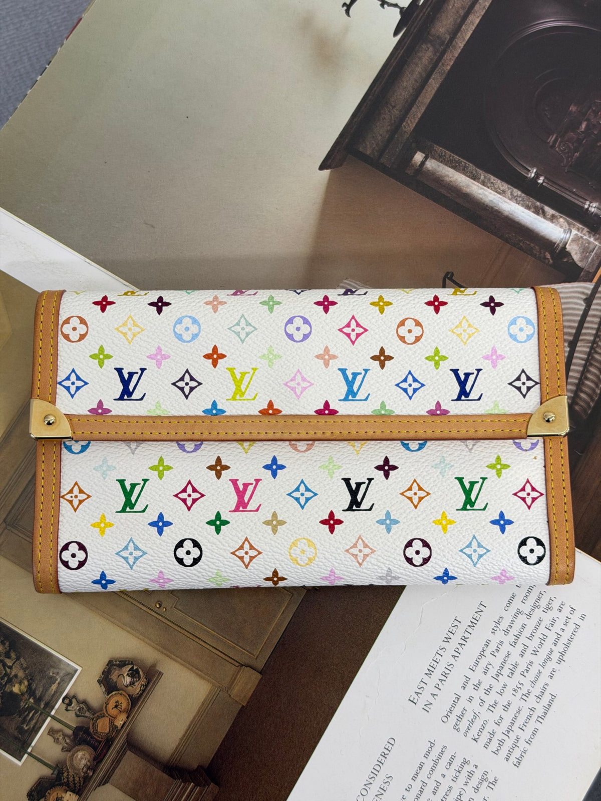 LOUIS VUITTON  Monogram Multicolore Portefeuille Sarah Long Wallet White Blanc