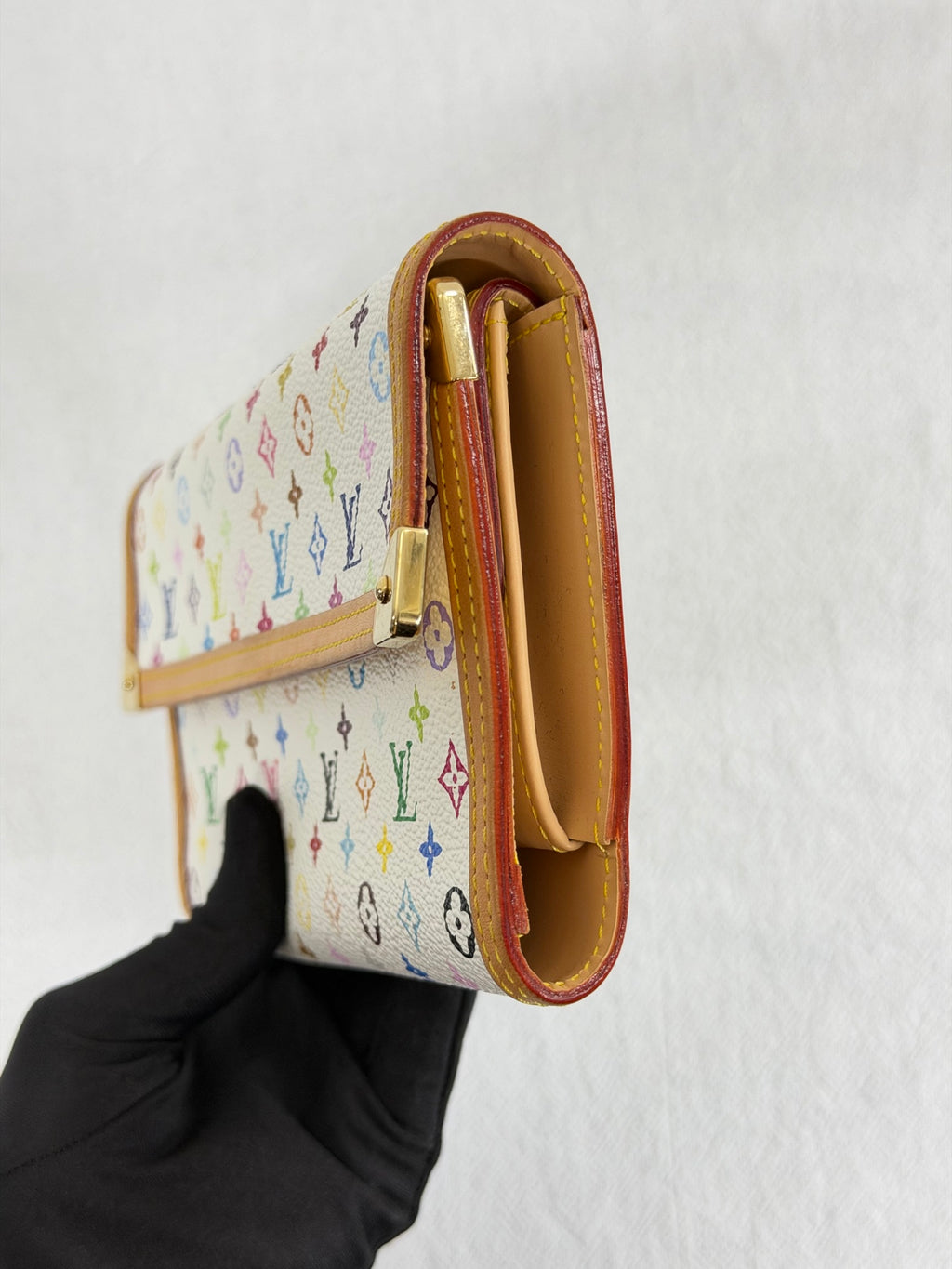 LOUIS VUITTON  Monogram Multicolore Portefeuille Sarah Long Wallet White Blanc