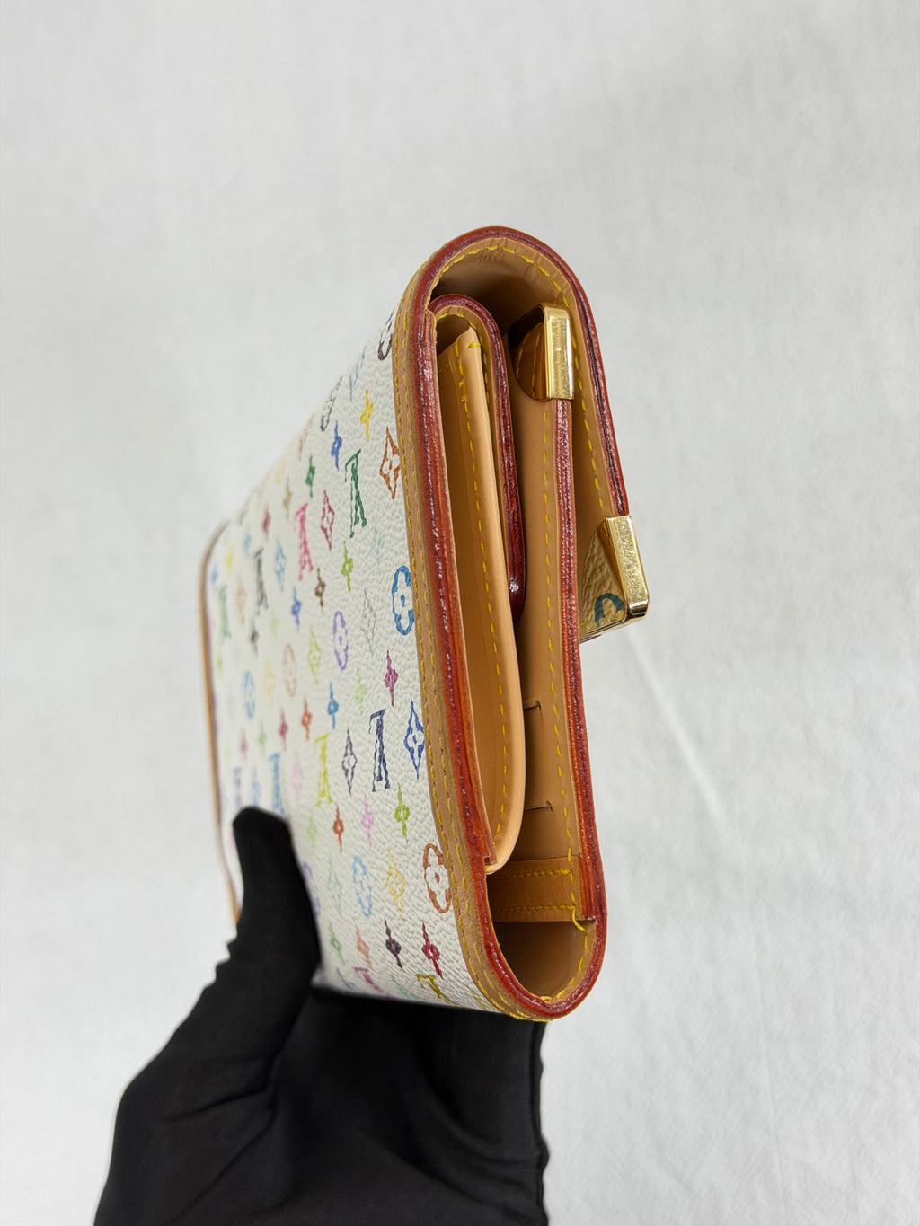 LOUIS VUITTON  Monogram Multicolore Portefeuille Sarah Long Wallet White Blanc