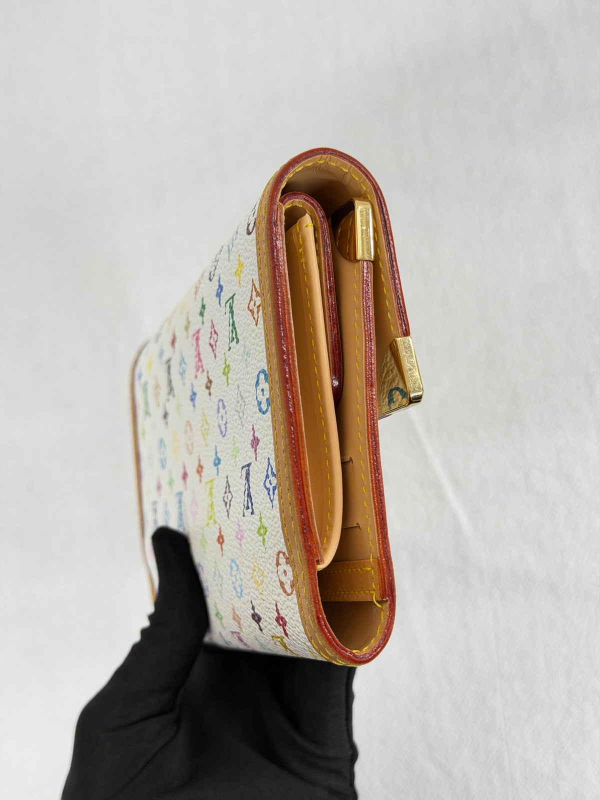 LOUIS VUITTON  Monogram Multicolore Portefeuille Sarah Long Wallet White Blanc