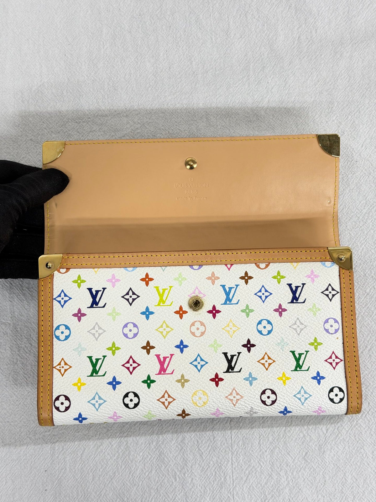 LOUIS VUITTON  Monogram Multicolore Portefeuille Sarah Long Wallet White Blanc