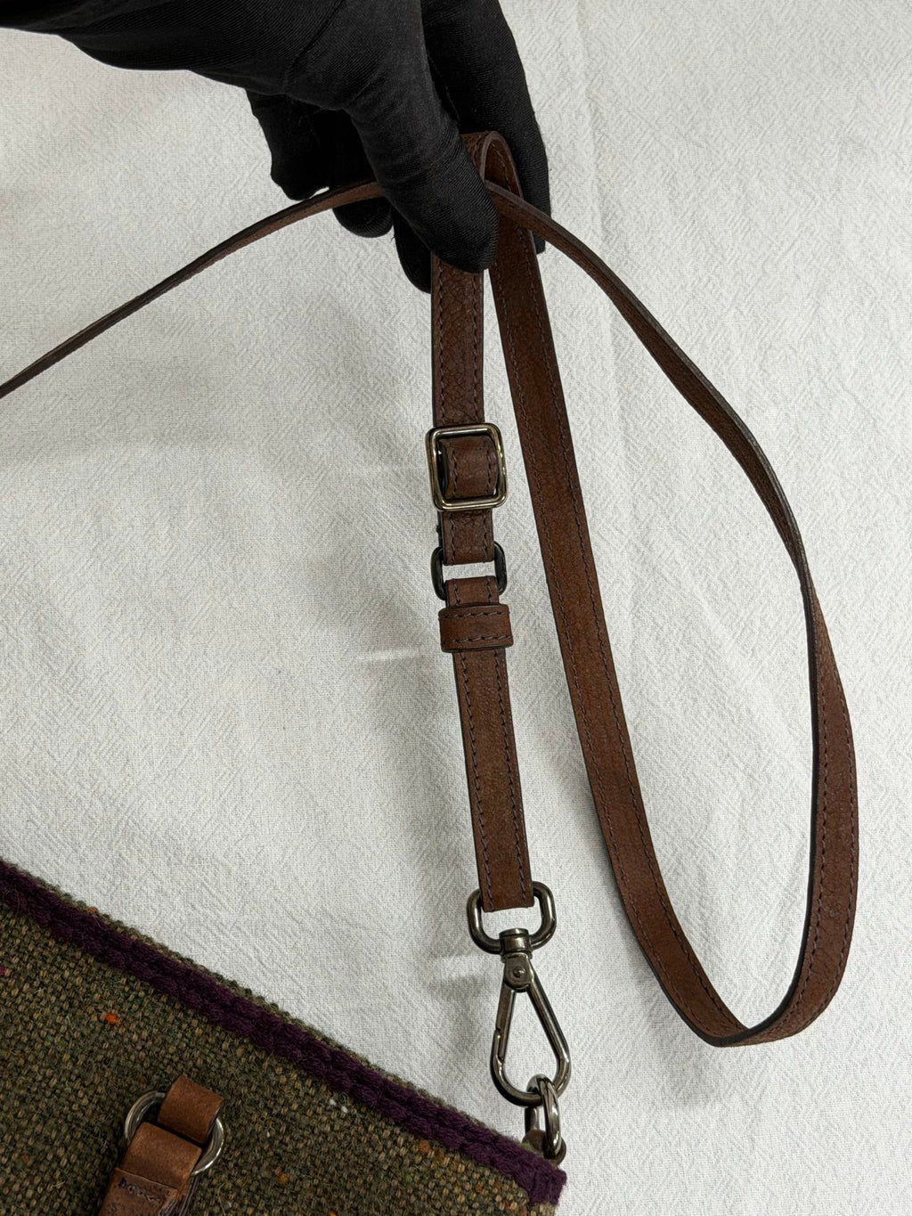 PRADA  Tweed & Leather Embellished  2Way Tote Bag