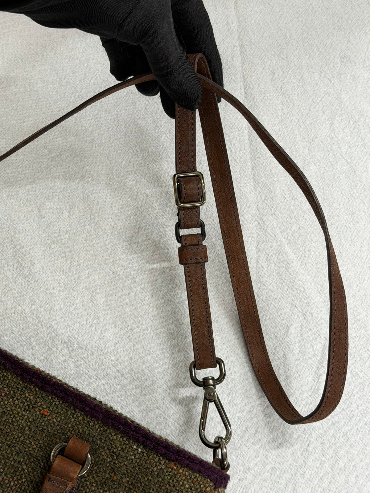 PRADA  Tweed & Leather Embellished  2Way Tote Bag