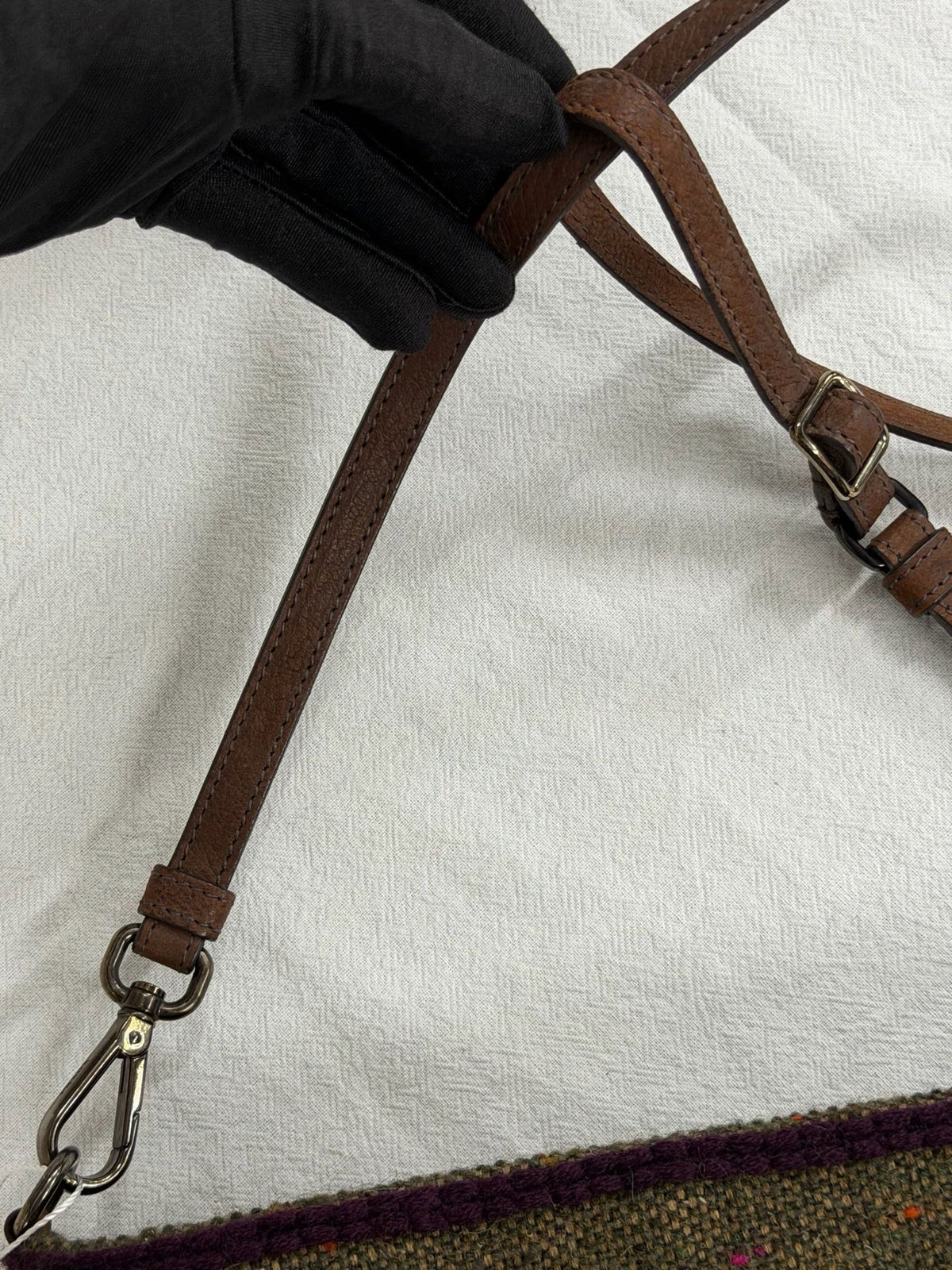 PRADA  Tweed & Leather Embellished  2Way Tote Bag