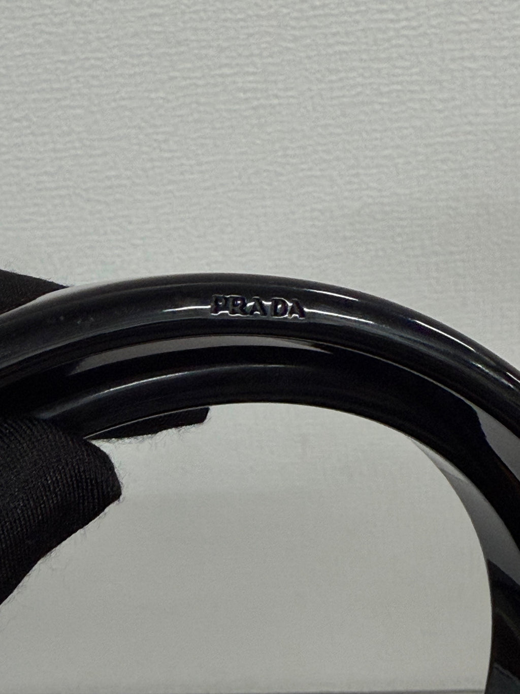 PRADA Tessuto Nylon Black Resin Handle Tote Handbag