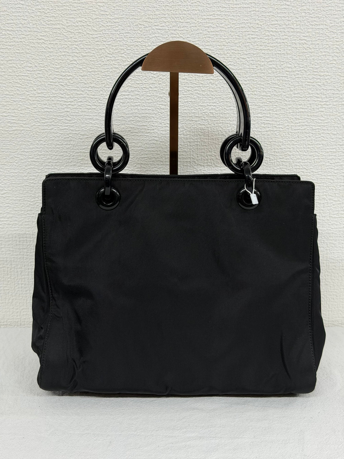 PRADA Tessuto Nylon Black Resin Handle Tote Handbag