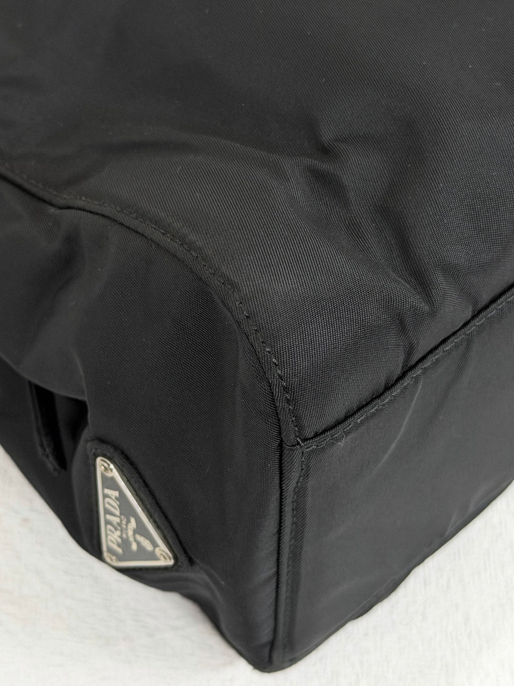 PRADA Tessuto Nylon Black Resin Handle Tote Handbag