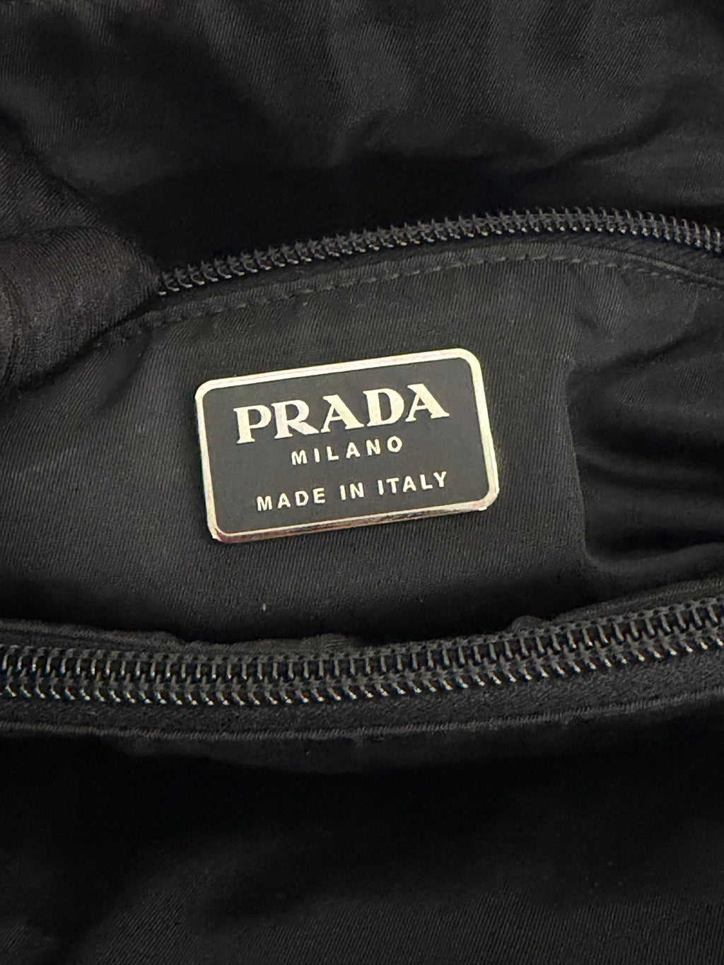PRADA Tessuto Nylon Black Resin Handle Tote Handbag