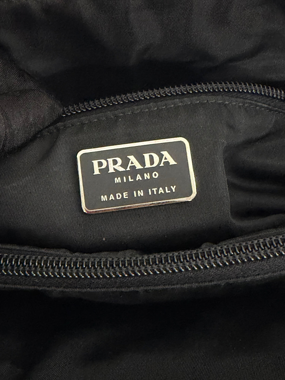 PRADA Tessuto Nylon Black Resin Handle Tote Handbag