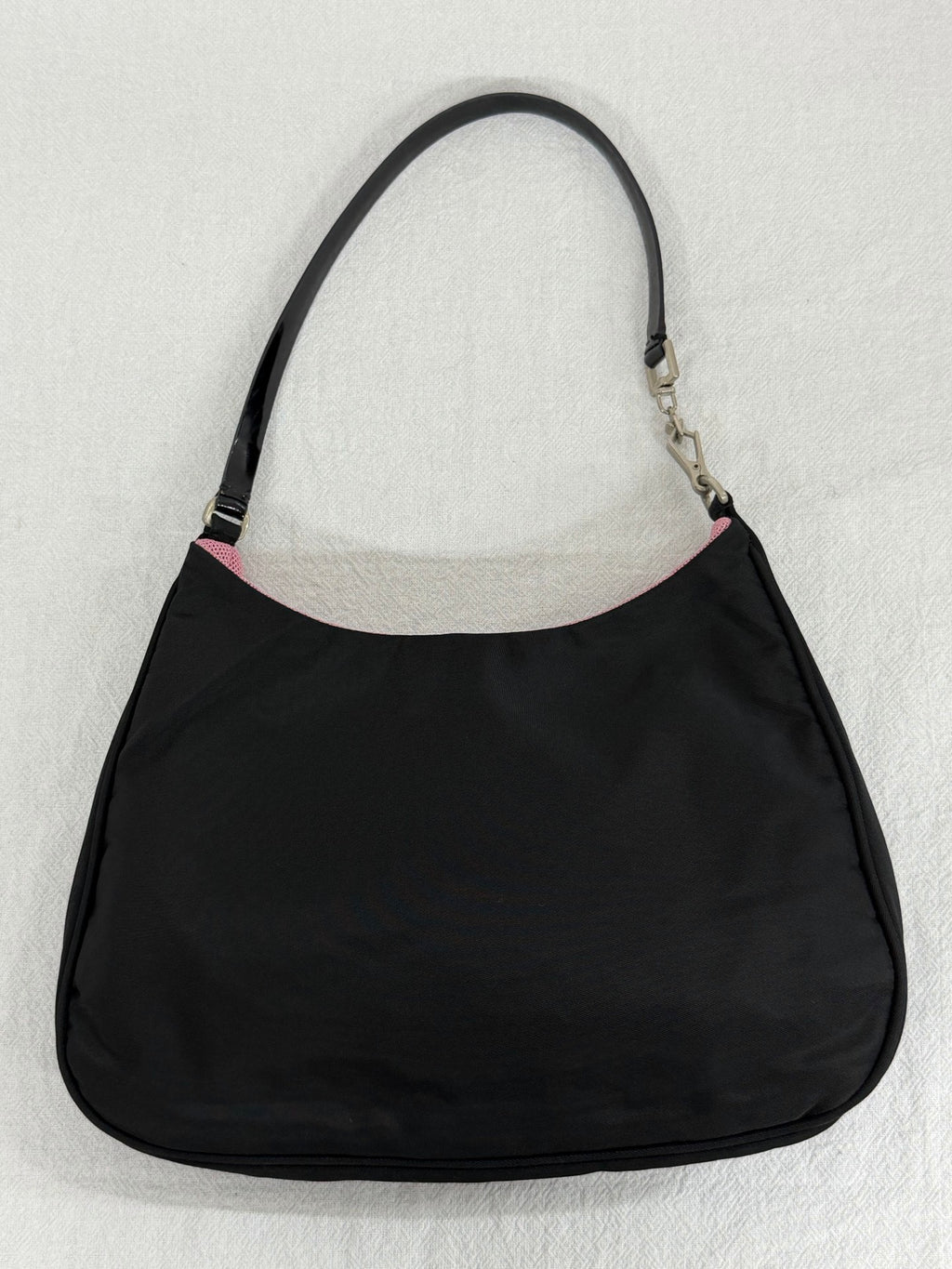 PRADA Tessuto Nylon Bicolor Shoulder Bag Pochette Black & Fuchsia Pink