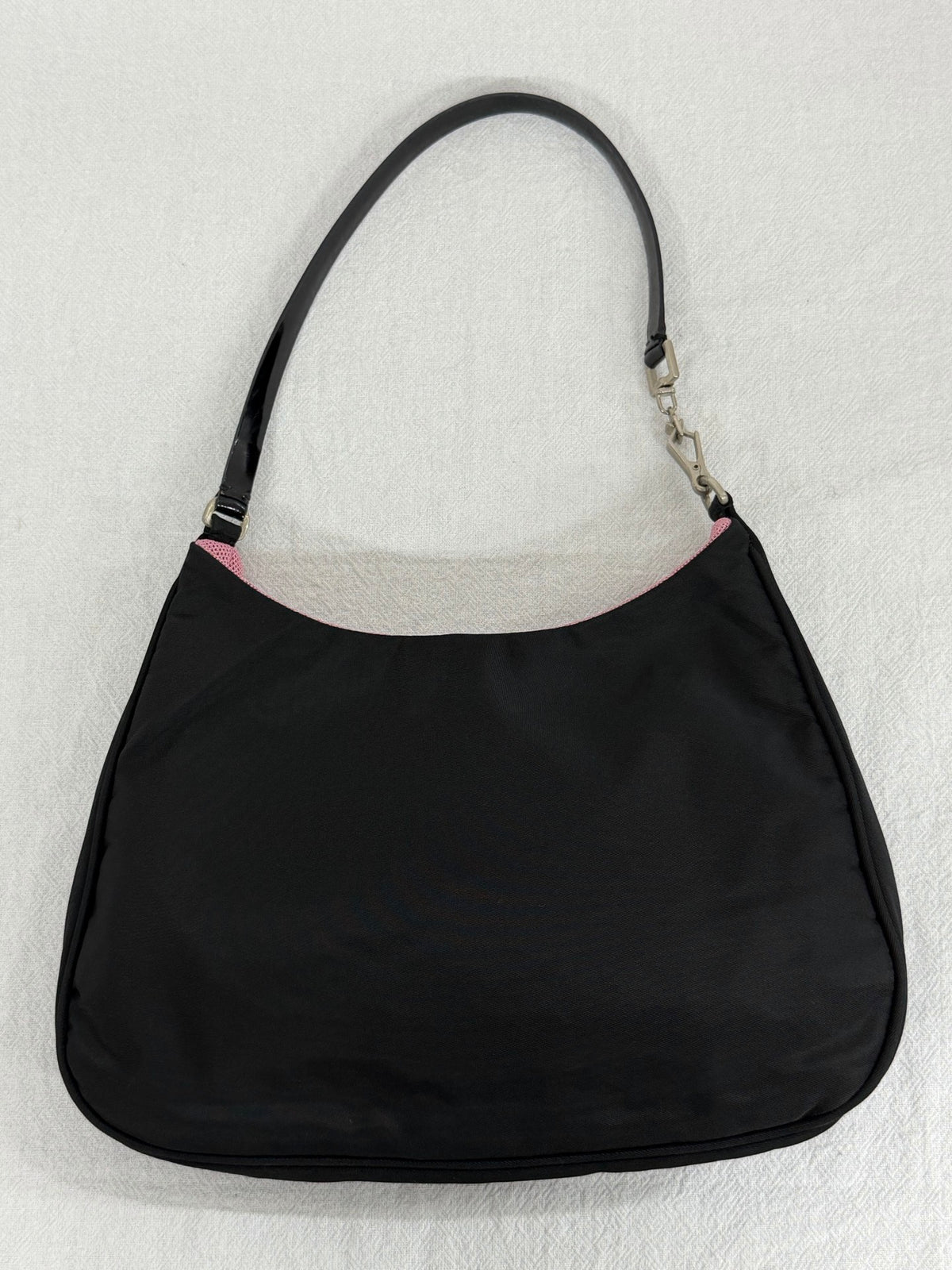 PRADA Tessuto Nylon Bicolor Shoulder Bag Pochette Black & Fuchsia Pink