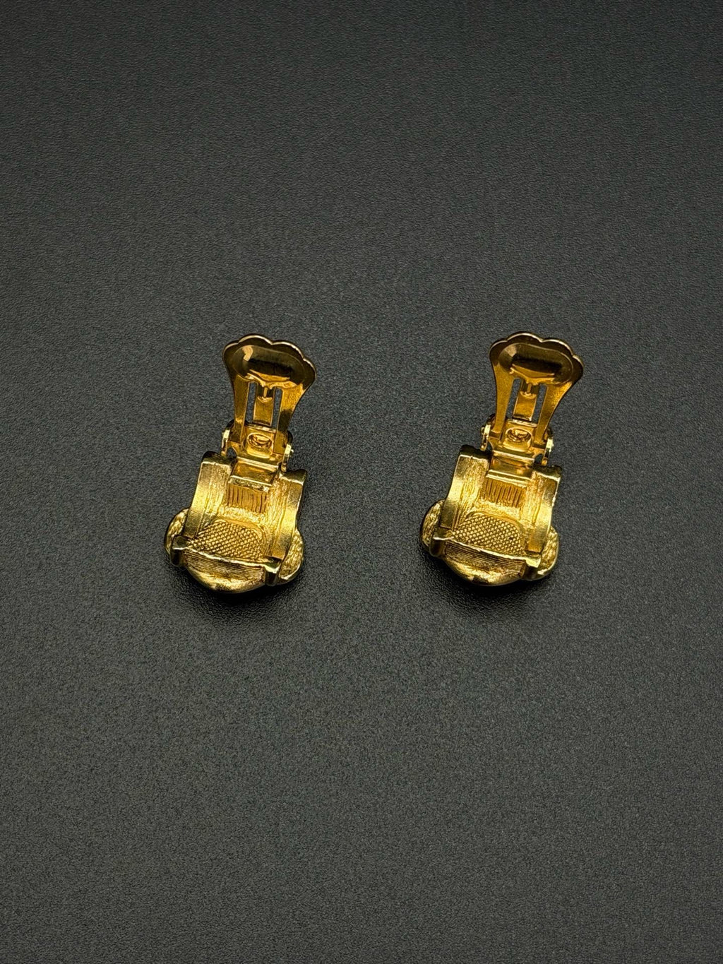 Textured Gold Belt Buckle Clip-On Earrings