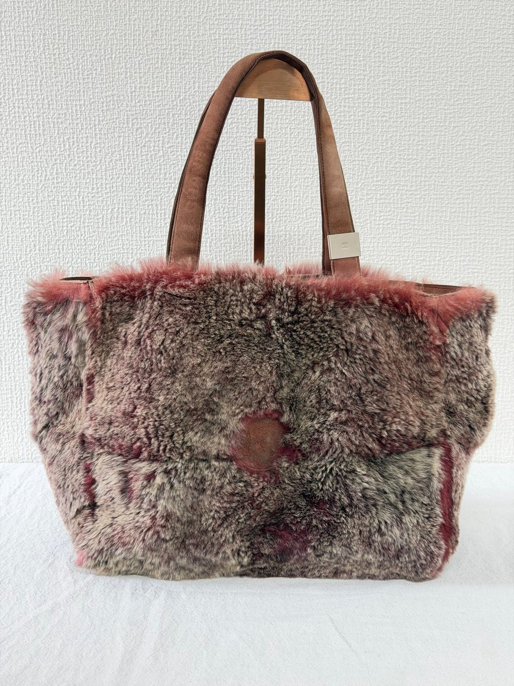 CHANEL Lapin Fur Patchwork Tote Bag
