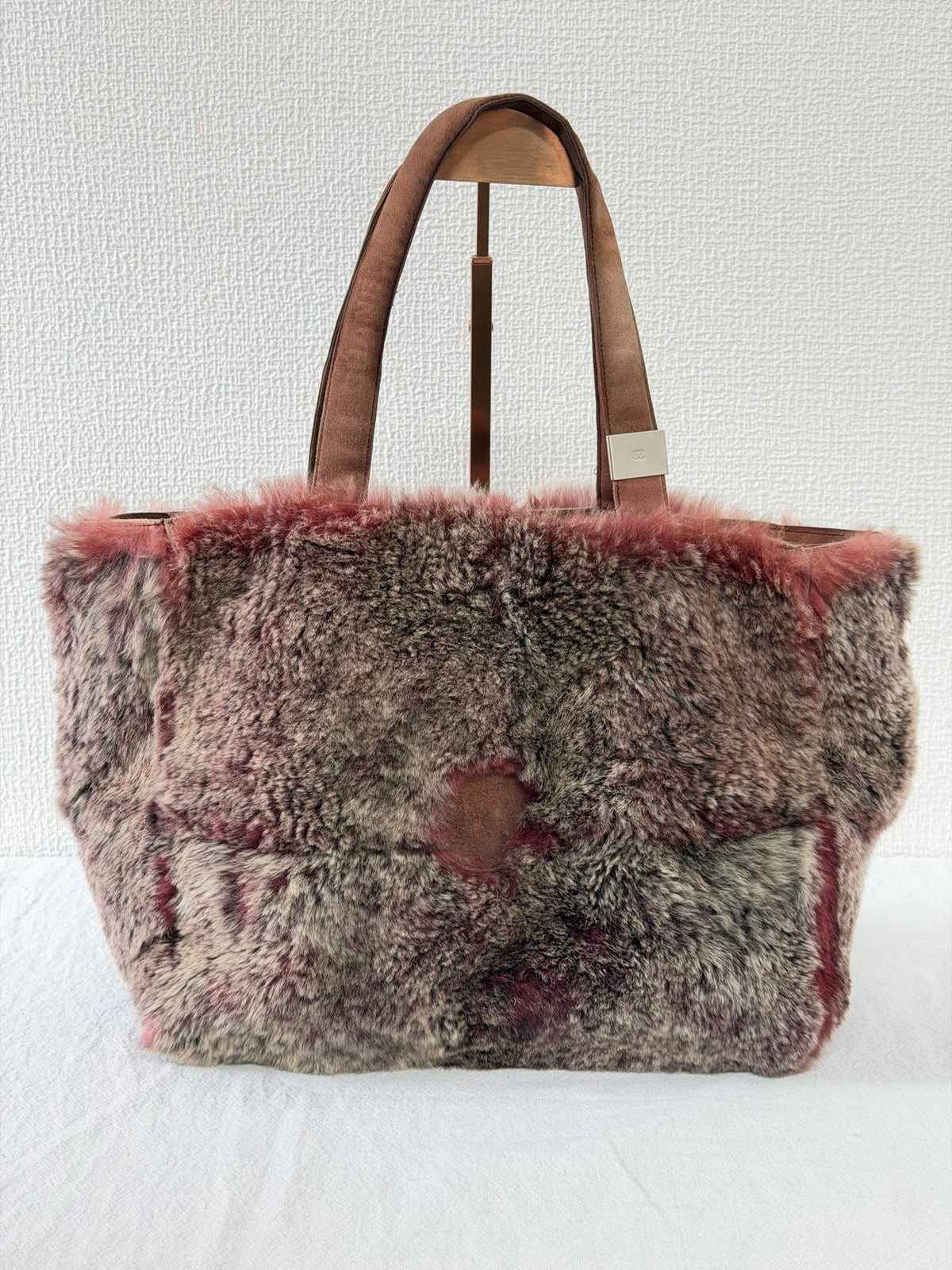 CHANEL Lapin Fur Patchwork Tote Bag
