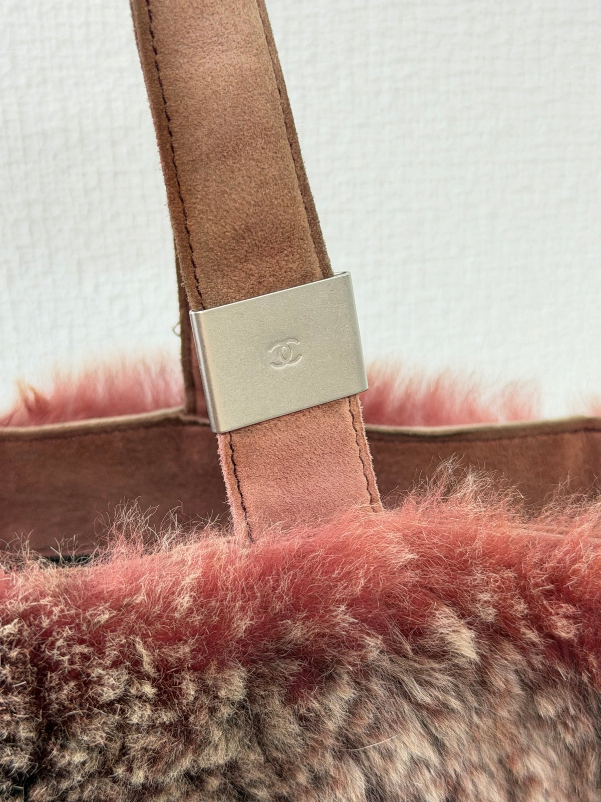 CHANEL Lapin Fur Patchwork Tote Bag