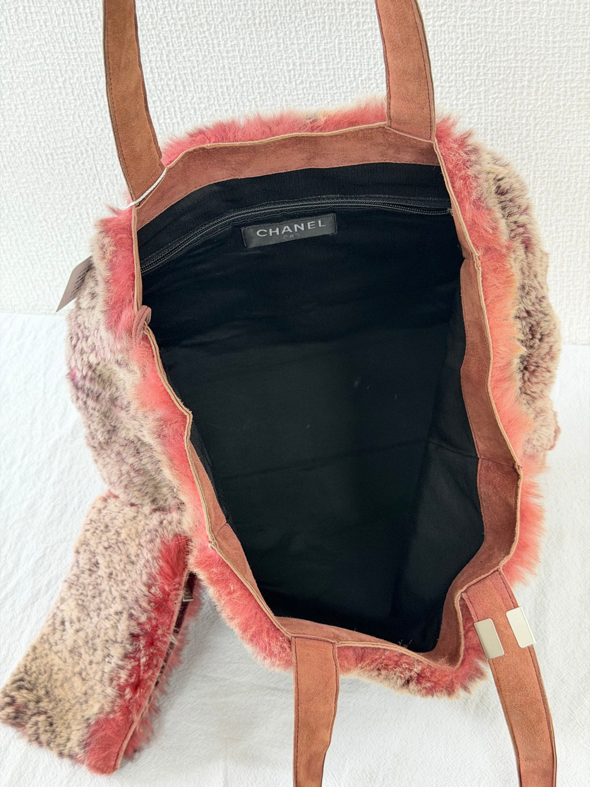 CHANEL Lapin Fur Patchwork Tote Bag