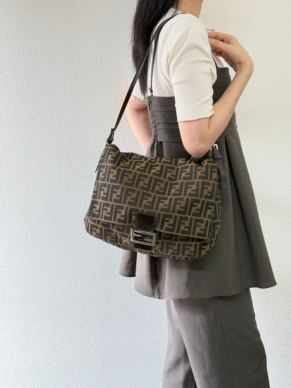 FENDI Zucca Maxi Mamma Baguette Flap Bag