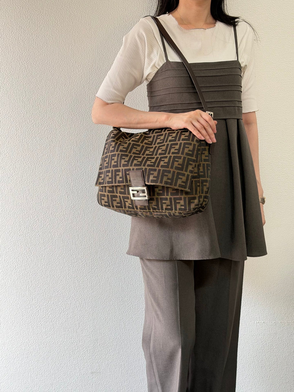FENDI Zucca Maxi Mamma Baguette Flap Bag