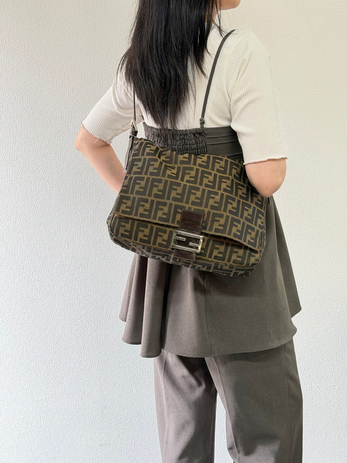 FENDI Zucca Maxi Mamma Baguette Flap Bag