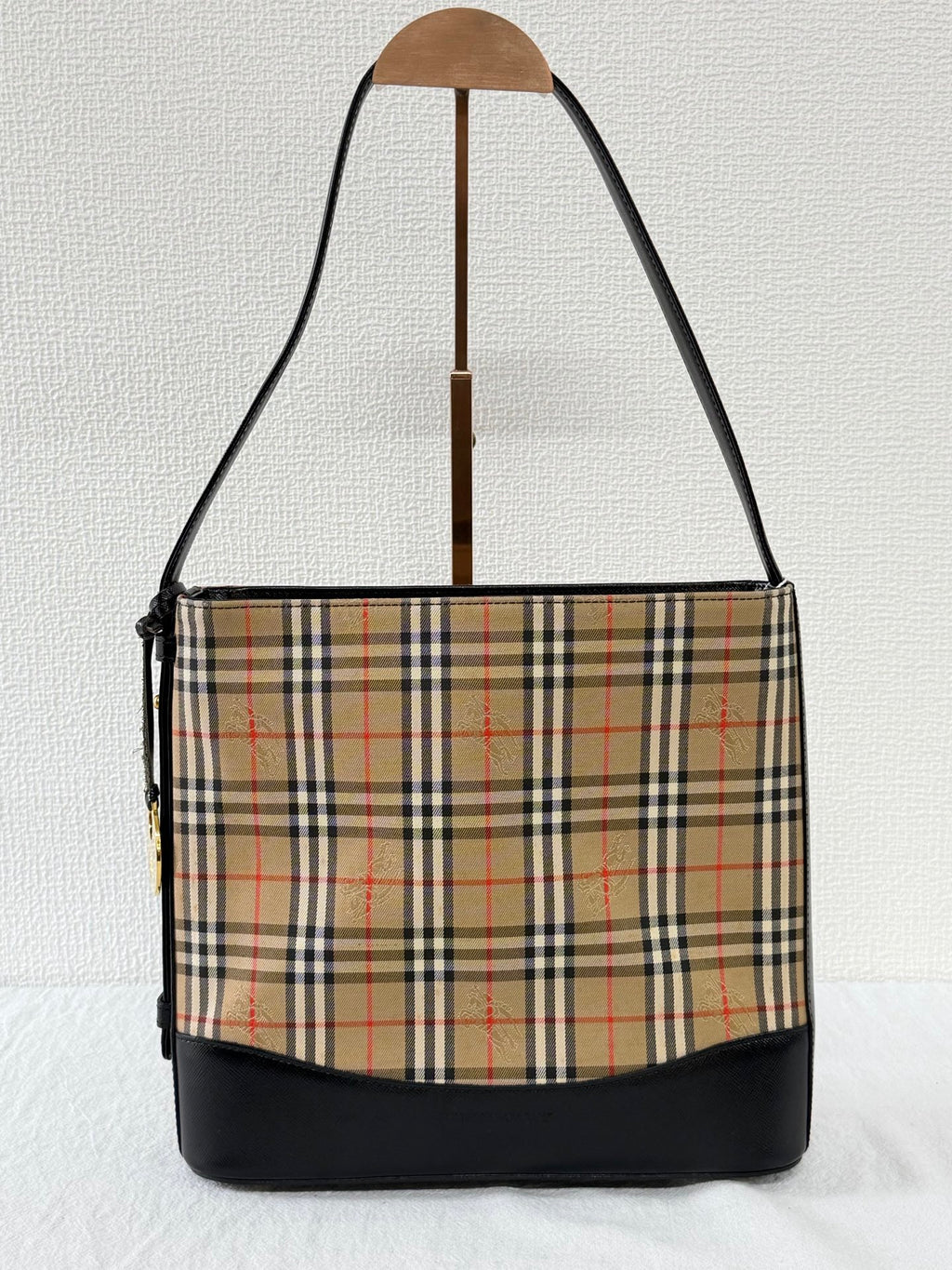 BURBERRY Haymarket Check One-Shoulder Hobo Bag