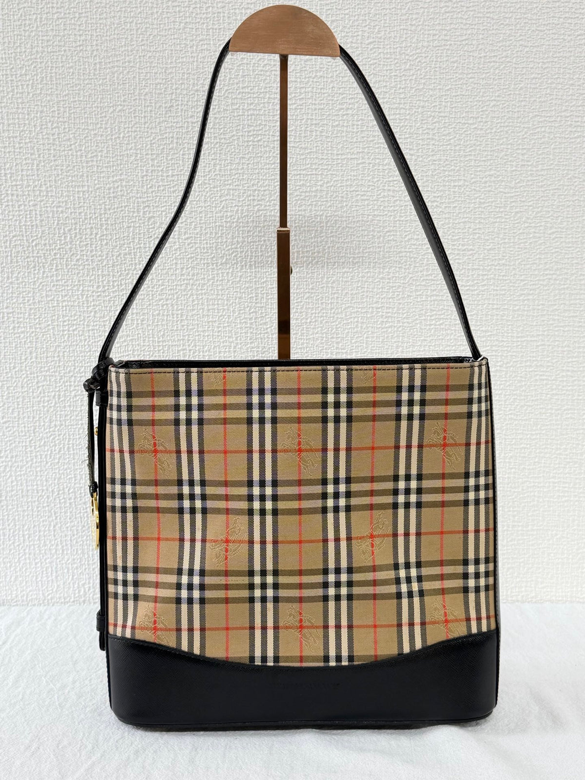 BURBERRY Haymarket Check One-Shoulder Hobo Bag