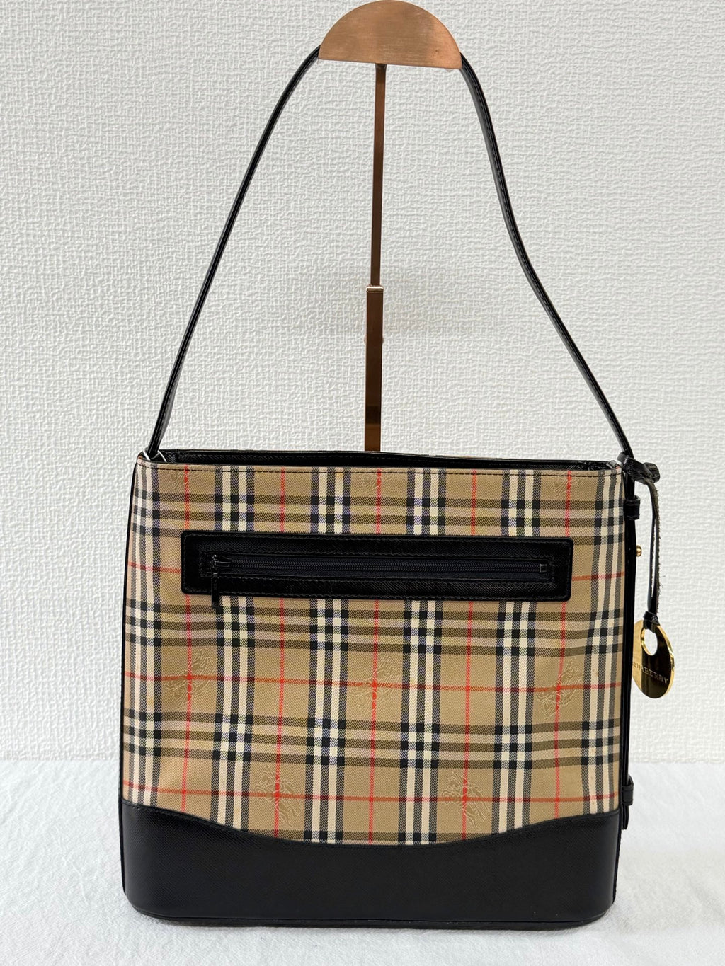 BURBERRY Haymarket Check One-Shoulder Hobo Bag