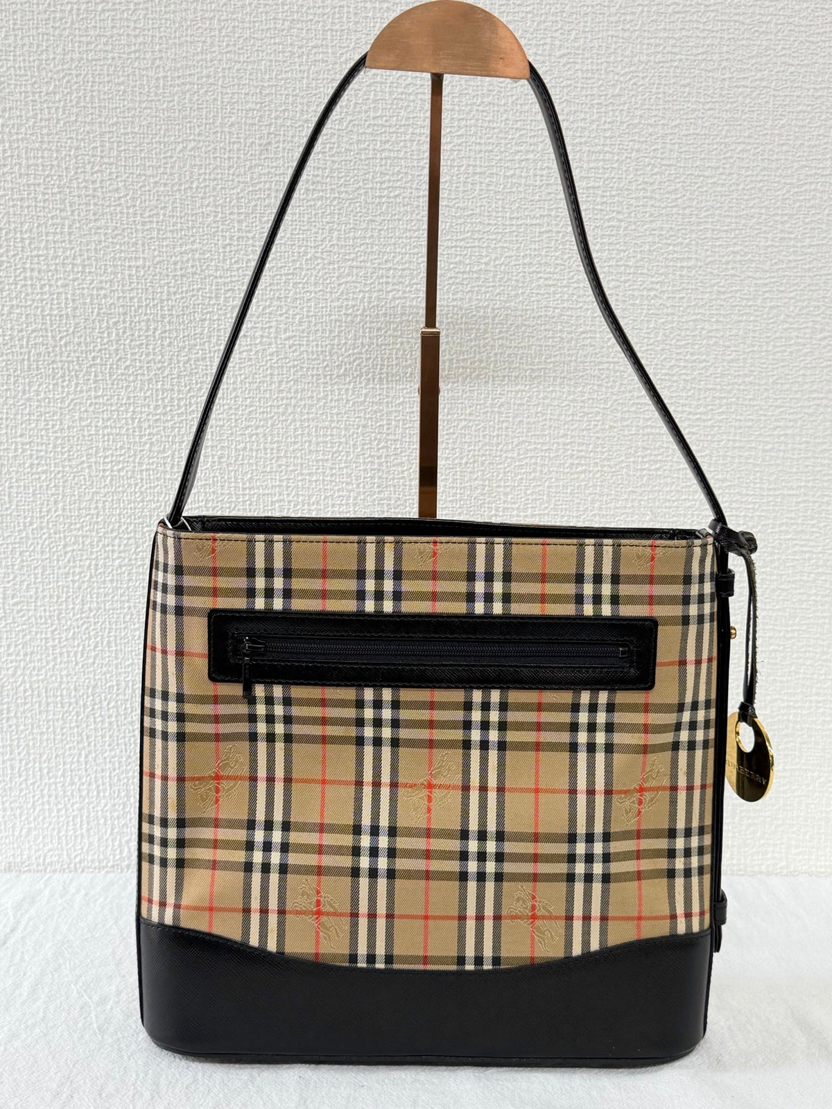 BURBERRY Haymarket Check One-Shoulder Hobo Bag