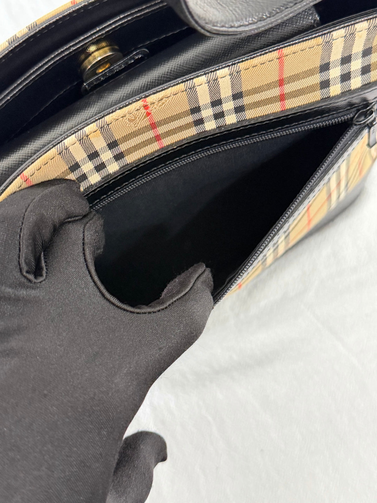 BURBERRY Haymarket Check One-Shoulder Hobo Bag