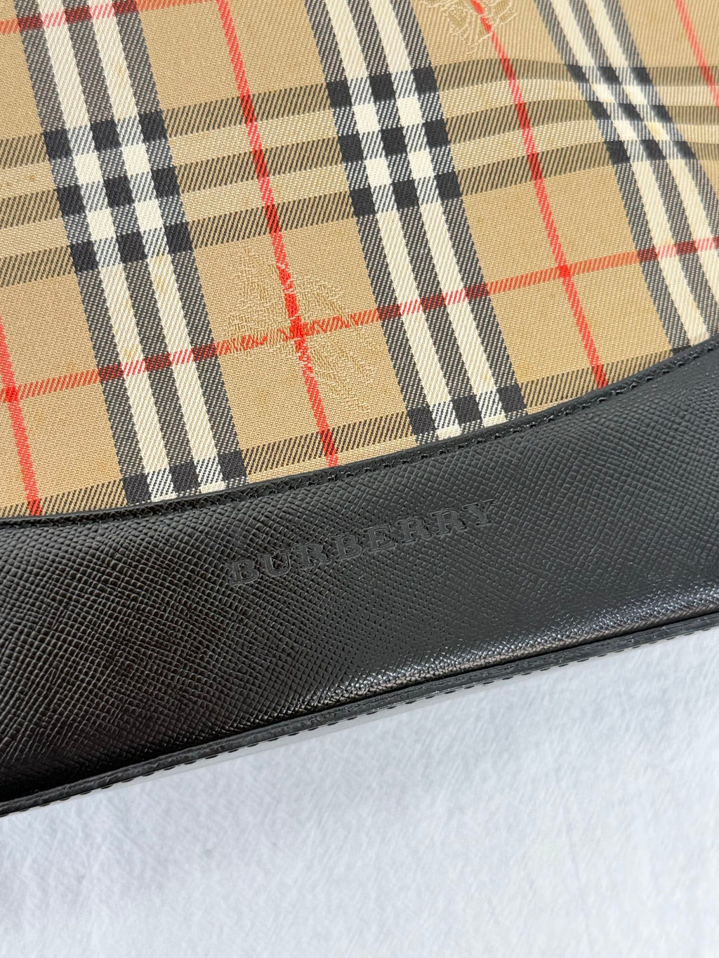BURBERRY Haymarket Check One-Shoulder Hobo Bag