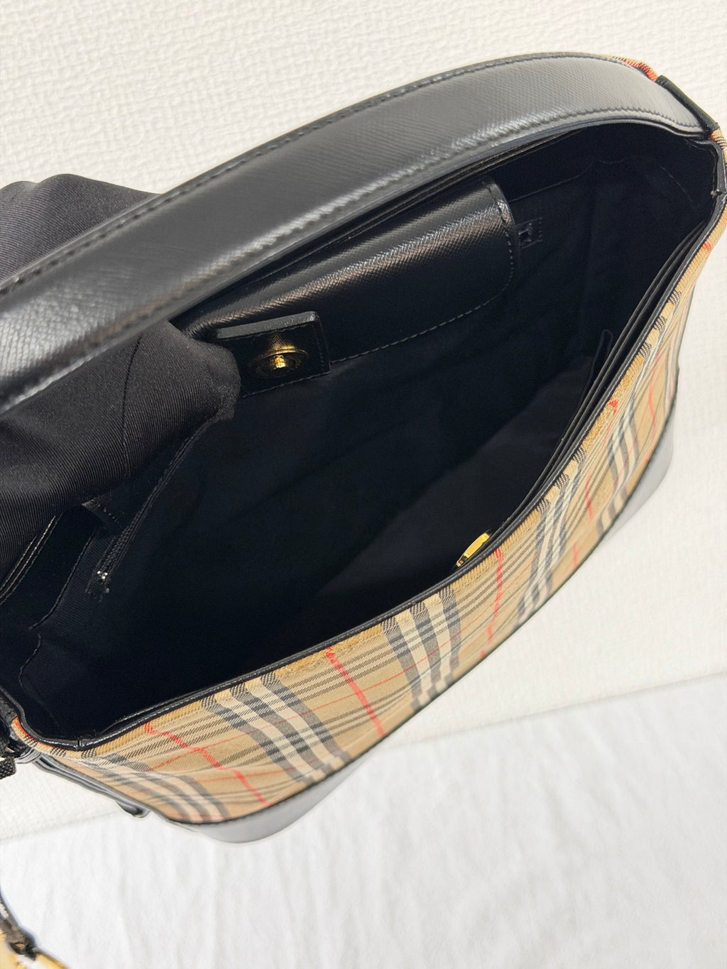 BURBERRY Haymarket Check One-Shoulder Hobo Bag